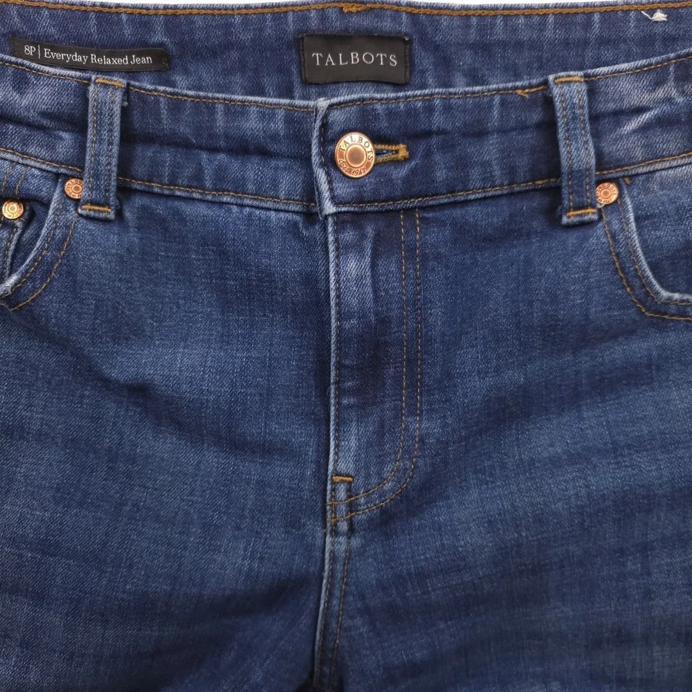 Talbots Womens Jeans Everyday Relaxed 8P Blue Annika Wash Stretch‎ Petite